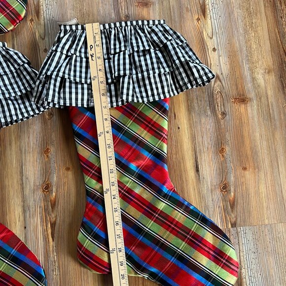 Lot of 6 NWT d. stevens Christmas Stockings Nutcracker Plaid Taffeta Ruffled Gin - Picture 3 of 8